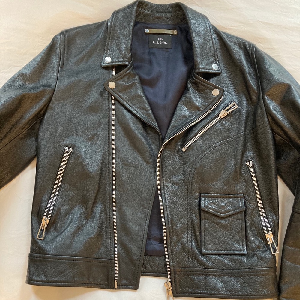 PS Paul Smith Black Men’s Leather Biker Jacket